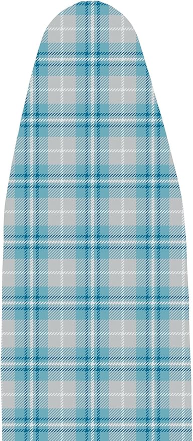 Polder Extra Wide Ironing Board Cover, Stain Resistant, Water Repellent, 48-49 x 15-18, 100% Cotton Cover with 12mm Pad and Bungee Cord Binding, Blue Plaid