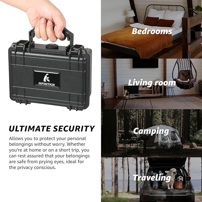 Smell Proof Box – Portable Smell Proof Storage Box with Combination Lock, Airtight & Waterproof, Includes Pocket Scale & Accessories for Home, Travel & Camping