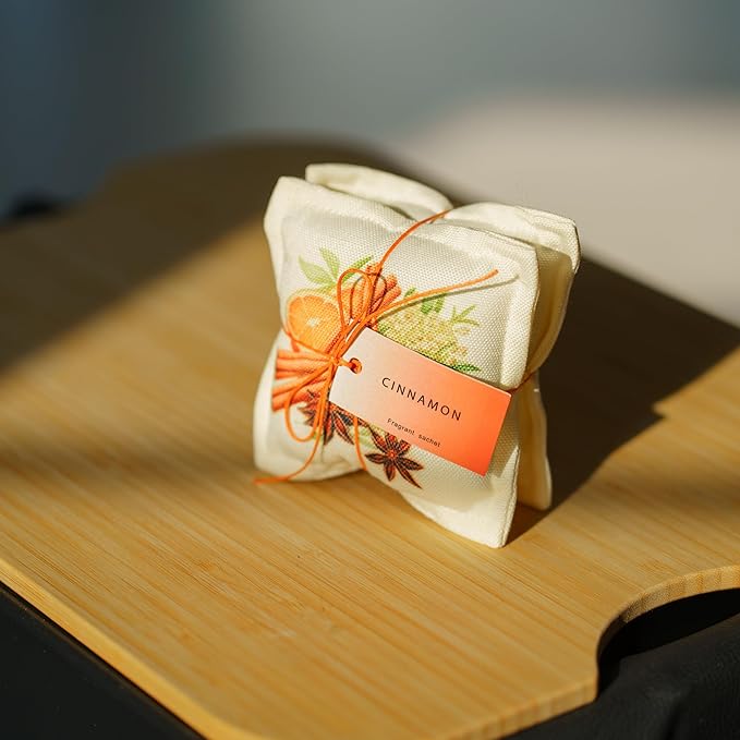 AUCUDA Valentine‘s Day 4pcs Cinnamon Scented Sachet Bags for Drawers and Closets, Potpourri Packets for Women Clothes Storage, Spring Wedding Fragrance Pillow for Bedroom Indoor, Air Fresheners.