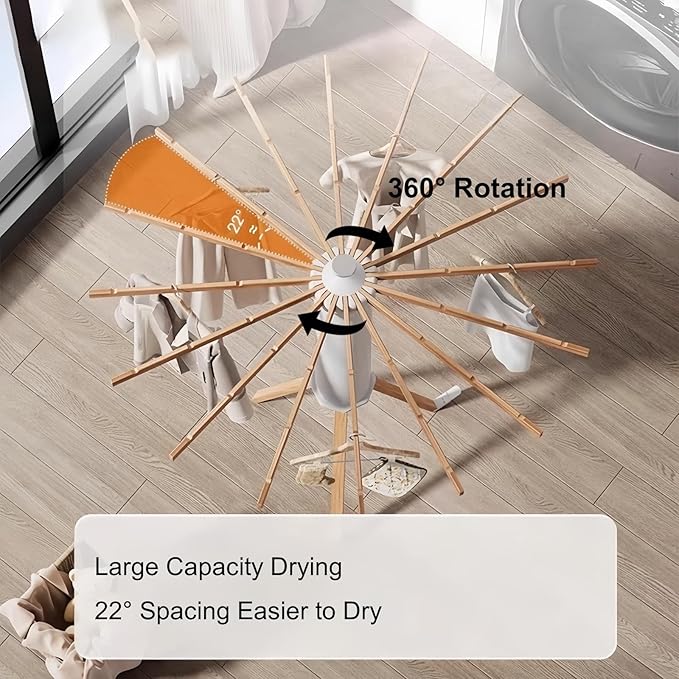 Tripod Clothes Drying Rack, Garment Rack Portable and Foldable Space Saving Laundry Drying Rack - Drying Rack Clothing Floor Folding Balcony Bedroom Household