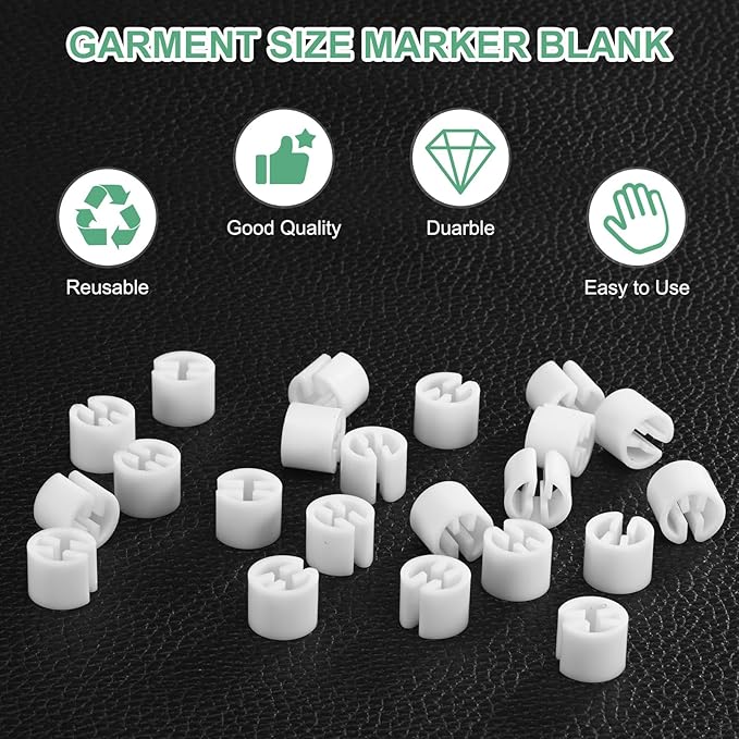 100-Pack Clothes Hanger Markers Blank, Plastic Garment Color Coded Size Clips Fit 3.5mm Rod for Clothing/Wire Hangers, Colored Coding Marker [White]