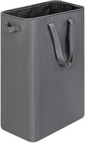 efluky Slim Laundry Basket, Narrow Laundry Hamper with Handles, Collapsible Dirty Clothes Hamper, Tall Laundry Bin for Laundry Room, Dorm and Bedroom, 19.8 Gallon (75L) Grey
