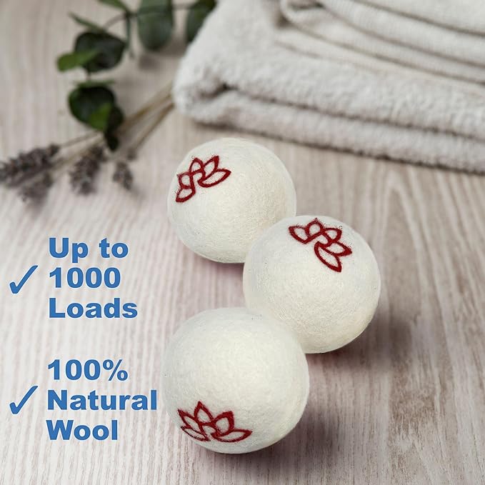 Organic Scented Wool Dryer Balls for Laundry Reusable | XL Scented 3-Pack with Lavender Oil – Natural Fabric Softener for Laundry – Chemical-Free, Hypoallergenic, Energy Saving