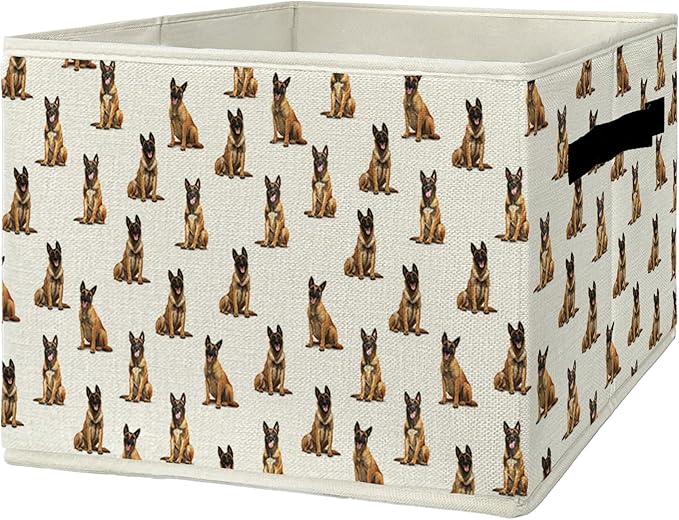 Belgian Malinois Gifts Storage Bins & Boxes with Handles, Dog Mom Dad Lovers Gifts Foldable Basket for Organizing, Dog Collapsible Storage Basket for Bedroom Bathroom Clothes Toys