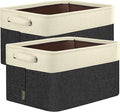 BALEINE 2 Pack Fabric Storage Bins for Shelves, Linen Storage Baskets for Organizing, Decorative Closet Bins for Clothes, Home (Black, 12"x8"x8")
