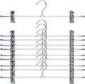 Mawa by Reston Lloyd Non-Slip Space-Saving Clothes Hanger For Pants & Skirts with Two Clips, Style K/40D, Set of 10, 15 3/4"L, Silver