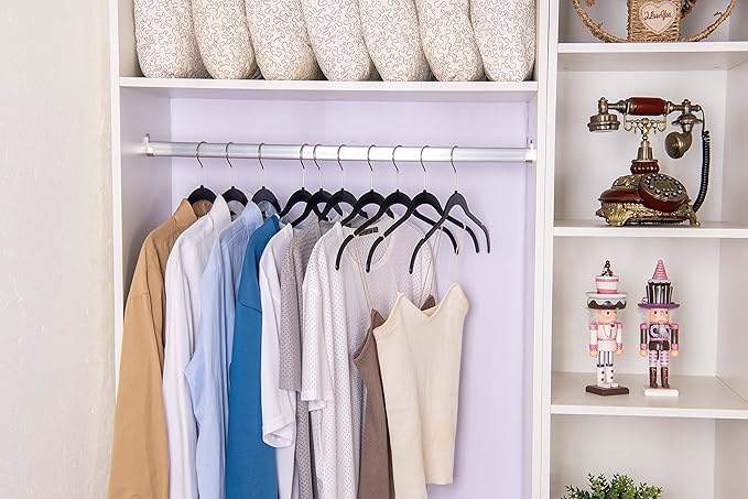 Quality Hangers Clothes Hangers 200 Pack - Non-Velvet Plastic Hangers for Clothes -Heavy Duty Coat Hanger Set -Space-Saving Closet Hangers with Chrome Swivel Hook, Non-Flocked Hangers