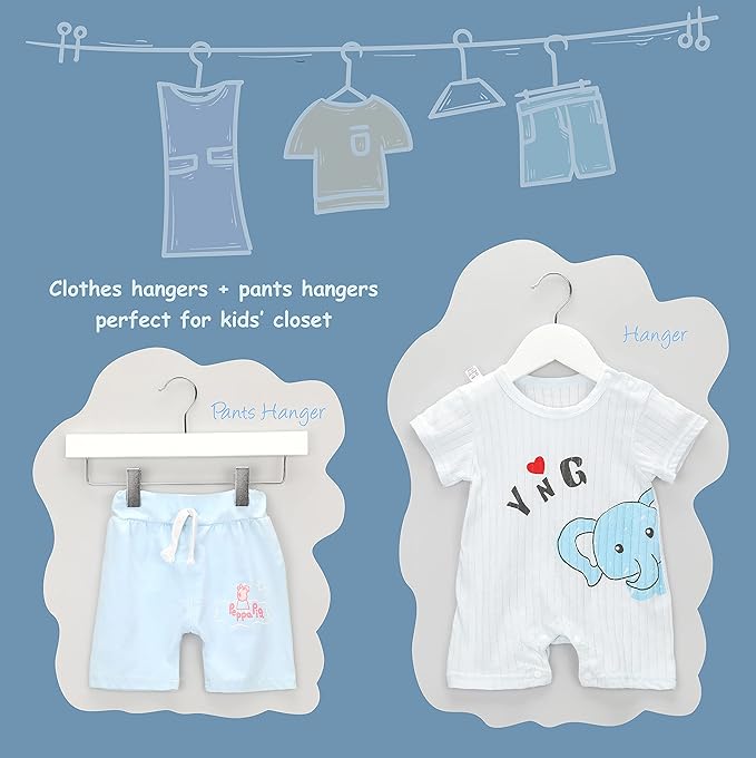 TOPIA HANGER Baby Clothes Hangers for Closet, White Children Kids Wooden Coat Hangers with 360° Stronger Swivel Hook and Extra Smoothly Cut Notches, 10 Pack-CT09W