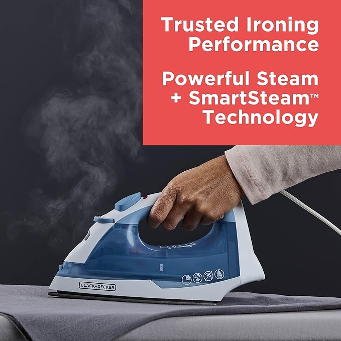 BLACK+DECKER Easy Steam Compact Iron for Clothes,Automatic Shutoff,Nonstick Plate,Light Weight,1200 Watts,(Pack of 4)
