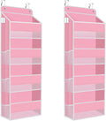 2 Pack Over The Door Organizer Hanging Storage Organizers with Clear Window 40lb Large Capacity Room Organizer for Pantry Laundry Bathroom Nursery Closet(Pink)