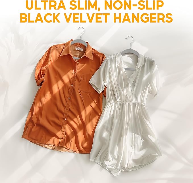 HealSmart 30 Pack Heavy Duty Velvet Hangers, Non-Slip Flocked Felt Hangers with Shoulder Notches, Hangers for Coats, Pants and Dress Clothes, Grey