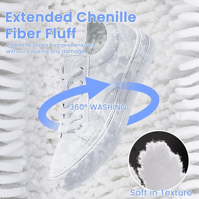 2Pcs Shoe Washing Machine Bag, Sneaker Laundry Bag for Washing Machine, Extra Long and Thick Microfibre Fluff, Reusable for Washer and Dryer (2pcs, White)