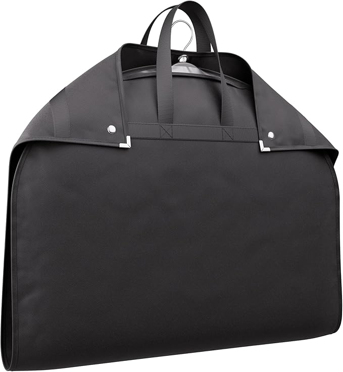 HANGERWORLD 40inch Hanging Suit Garment Bag Travel Carrier Clothes Cover with Handles, Acid Free Breathable Dust Proof Material (1 Pack, Black)