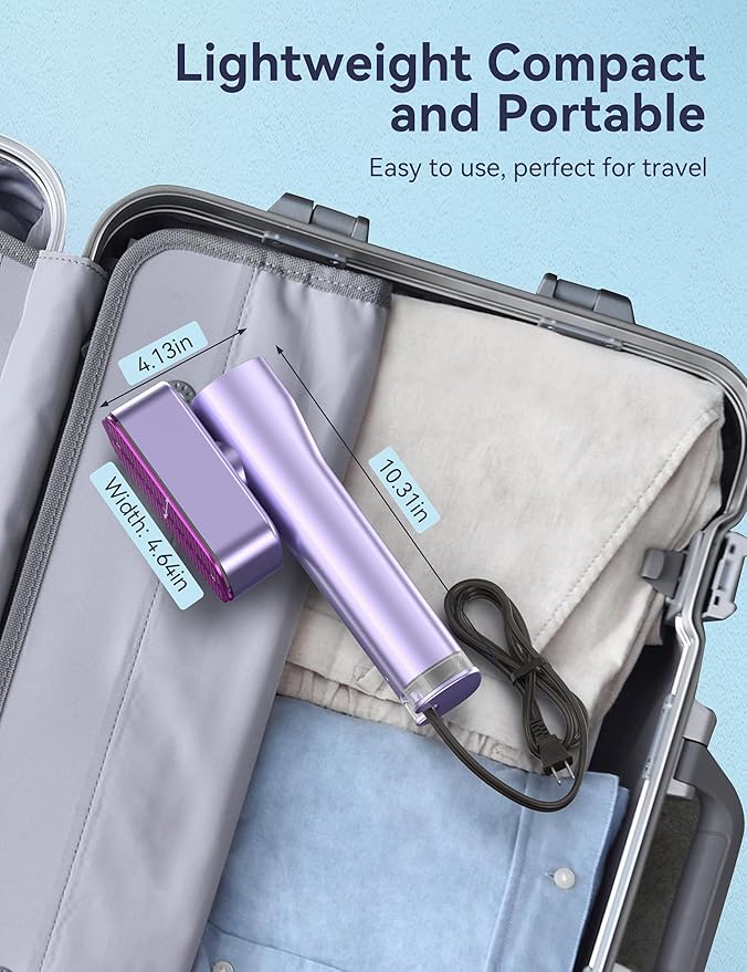 Steamer for Clothes, Sundu Portable 2-in-1 Steamer & Iron, 15s Fast Heat-up, 100ml Water Tank, Ironing Gloves, 20 Min Continuous Steam, Wrinkle Remover for Garment, Travel & Home Use (Rose Purple)