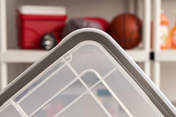 IRIS USA 41 Quart WEATHERPRO Plastic Storage Box with Durable Lid and Seal and Secure Latching Buckles, Clear with Black Buckles, 1 Pack