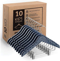 ZOBER High-Grade Wooden Childrens/Kids Hangers with Clips (10 Pack) for Toddler,Dresses, Skirts, Pants, Cute & Charming, Durable Baby Cloths - 12.5 Inch - 360° Hook & Cut Notches