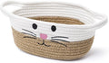 Small Woven Baskets for Organizing with Handle Cute Cotton Basket for Nursery Gift Dog Cat Toy Storage Basket for Toy Organizer-Brown
