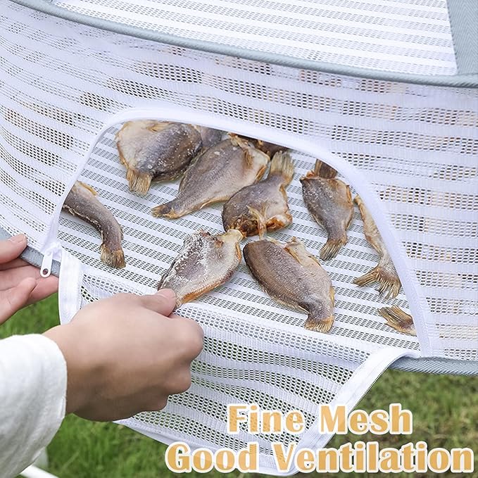 Foldable Drying Rack Basket Dryer Net Hanging Mesh Net with Zippers for Fruits,Seeds,Vegetables,Fish or Clothes,Doll（27.6"x19.7"x41"）