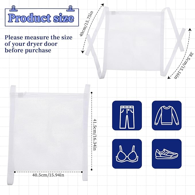 Mesh Laundry Bag with Strap and Zipper - Sneaker Dryer Bag, 16.3 x 15.9 Inch