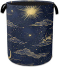 Sun Moon Laundry Basket Collapsible Laundry Hamper Clothes Toy Storage Bin for Bathroom Bedroom Room Decor 16" X 20.8"