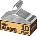Wire Hangers,Heavy Duty Clothes Hanger,Silver Metal Hangers,Stainless Steel Coat Hanger with Non Slip Notch,Ultra Thin Space Saving Wire Hanger 16.5 Inch (10Pack)