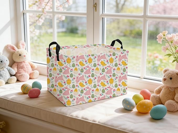 Rectangular Easter Basket Kids Basket Rectangular Cute Storage Bin Organizer Box Room Decor for Home Decor.