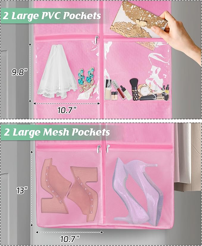 MISSLO 70" Wedding Dress Garment Bag with Bride Tote Bag 8'' Gusseted Wedding Dress Bags for Gowns Long 4 Pockets Dress Cover for Women, Pink