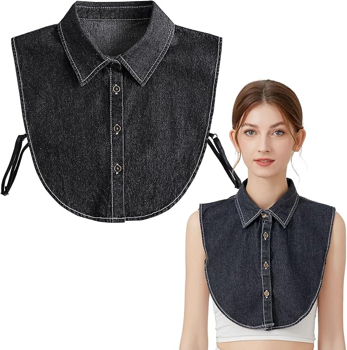 Eforcase Fake Collar Detachable Dickey Collar for Women Denim Fake Collar False Shirt Collar Dickey Collars Faux Collar