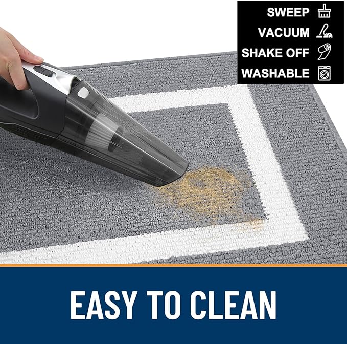 OLANLY Indoor Door Mat, 59x35, Non-Slip Absorbent Resist Dirt Entrance Mat, Washable Low-Profile Inside Entry Doormats for Entryway, Grey