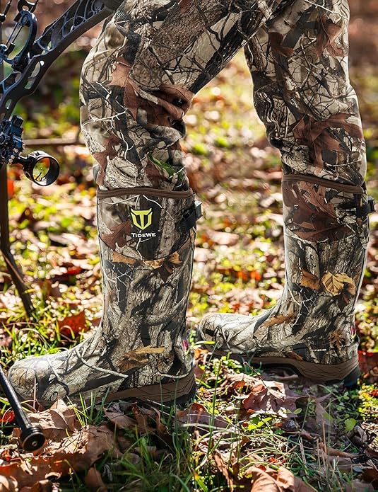 TIDEWE Rubber Hunting Boots, Waterproof Insulated Next Camo G2 Warm Rubber Boots with 7mm Neoprene, Sturdy Outdoor Hunting Boots for Men (800g Insulated & Standard, Size 6-14)