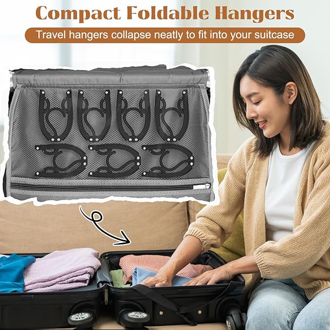 60 Pcs Portable Folding Travel Hangers for Cruise Ship Essentials 2026, Plastic Hanger Clothes Drying Rack for Suitcase, RV, Camping, Flying, Hotel, Road Trip Essentials Travel Accessories (Black)
