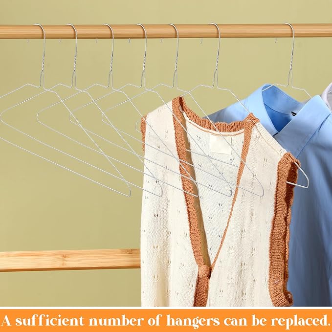 120 Pcs Wire Hangers Bulk 17.7" Dry Cleaner Hangers, Suit Holders for Home Caped Clothing (Silver)