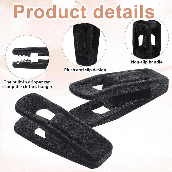 60 PCS Velvet Hangers Clips, Plastic Clips for Hanging Non-Slip Strong Finger Clip Hanger Clip for Pants, Shirts, Skirts, Socks, Baby Clothes and Velvet Hangers-Black