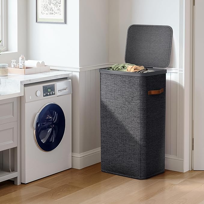 Sorbus Laundry Hamper with Lid - Collapsible Fabric Laundry Basket with Handles and Removable Laundry Bag – 26.5 Gallon (100 L) Dirty Clothes Hamper for Bedroom, bathroom and dorm (Black)