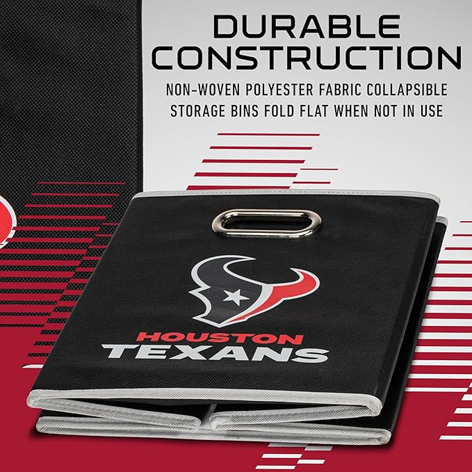 Franklin Sports NFL Storage Bins - Collapsible Cube Container + Basket - NFL Office, Bedroom + Living Room - 11"x11"