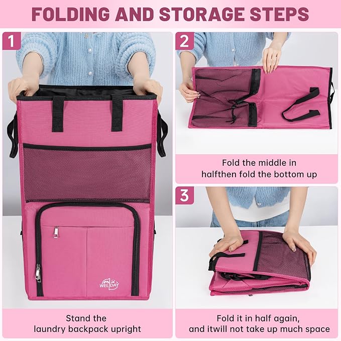 Laundry Backpack Bag（Only Bag), Extra Large 2 in 1 Laundry Hamper Basket with Shoulder Straps, Freestanding Laundry Bag for College Dorm, Laundromat, Apartment