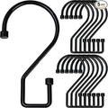 12Pcs S Hooks for Hanging, 4 inch Heavy Duty Large S Hooks, Reversible Black Metal S Shaped Hooks for Kitchen, Bathroom, Garden, Indoor, Outdoor