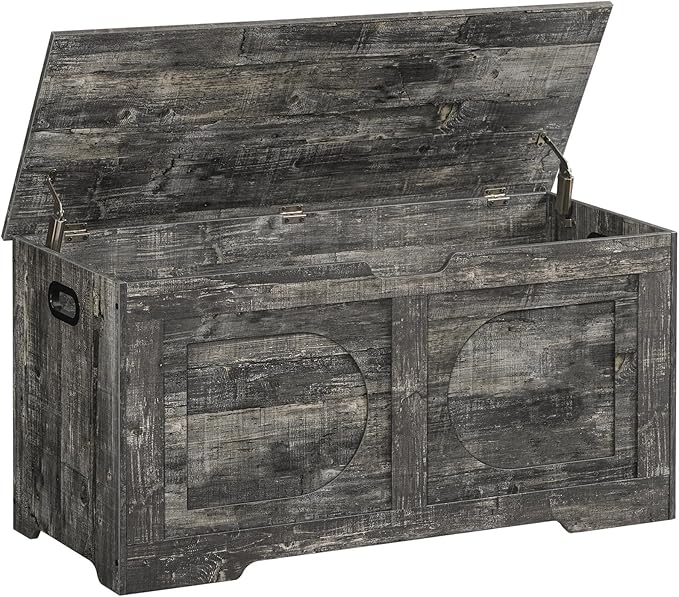 Storage Chest, 39.4” Toy Box, Entryway Storage Trunk, Shoe Bench with Storage, Engineered Wood Storage Cabinet with 2 Safety Hinges, Entrance Bench for Living Room, Vintage Gray SCRP2001