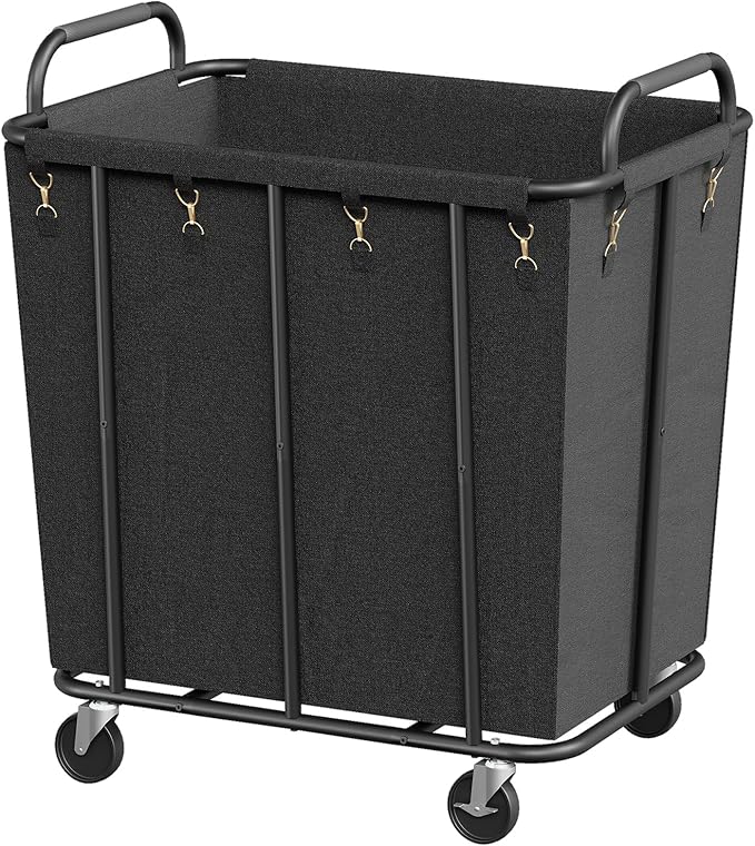 HOOBRO 106 Gal (400 L) Laundry Hamper with Lockable Wheels, Heavy Duty Rolling Laundry Cart, Laundry Sorter with Removable Bag, Laundry Basket Organizer, Waterproof Oxford Cloth, Black BB20XY01