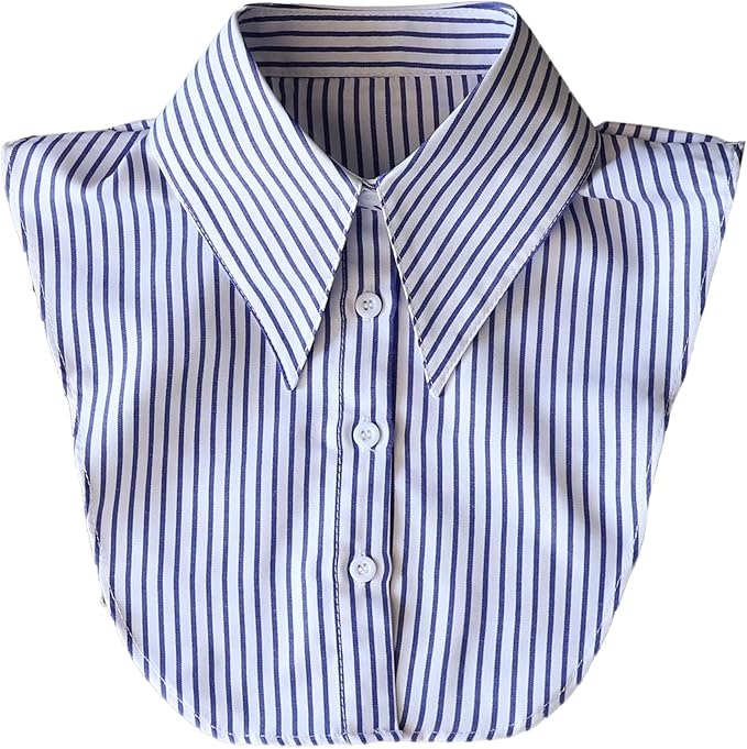 GUZOSJO Blue Striped Detachable Collar Shirt,Dickey Half Blouse False Collar for Lady Girls Men