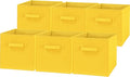 Simple Houseware Foldable Cube Storage Bins, 11-Inch Yellow, 6-Pack Fabric Cubes Organizer for Closet or Shelves