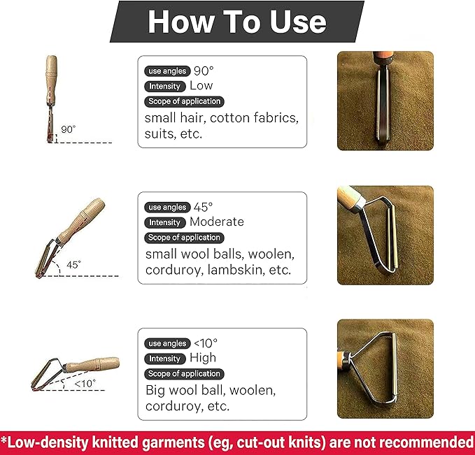 Pet Hair Removers 2 Pack Reusable Metal Lint Remover Tool – Durable Pet Hair Remover Tool with Wooden Handle | Portable Fabric Shaver Fuzz Cleaner for Clothes, Carpet & Furniture, Couch
