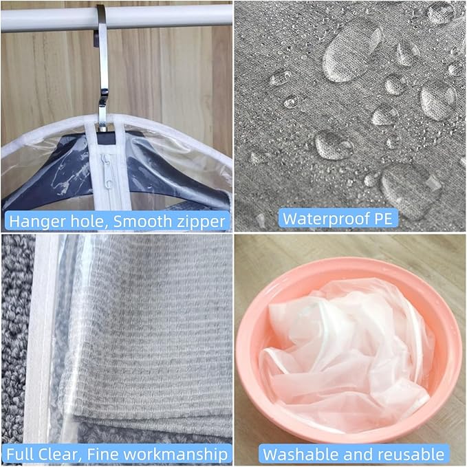 59" Clear Garment Bags for Hanging Clothes,Dustproof Suit Bag for Closet Storage,Transparent Plastic Garment Clothes Suit Cover Bags with Zipper for Coats (10 Pack - Clear 59")