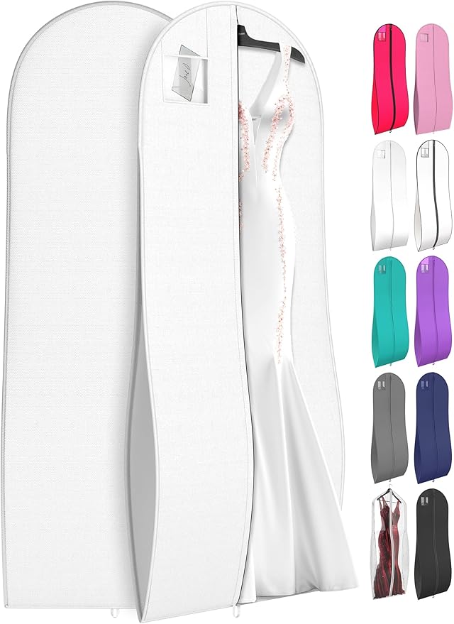 72" Tapered Long Dress Bags for Gowns - Wedding Dress Garment Bag for Dresses - Long Garment Bags for Hanging Clothes & Closet Storage, Dress Bag for Airplane