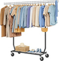 Tajsoon Clothes Rack Heavy Duty Load 350 LBS, 73.8' Extendable & Adjustable Foldable Clothing Rack for Hanging Clothes, Garment Rack with Lockable Wheels for Bedroom, Laundry Room, Black