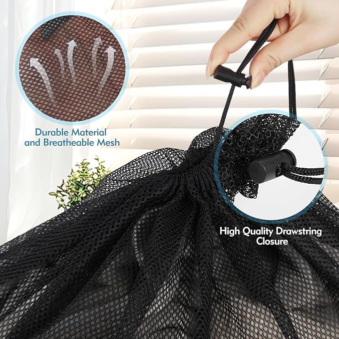 2 Pcs Mesh Laundry Bags, 24x35 Inches Large Mesh Laundry Bag with Drawstring, Large Laundry Drawstring Bag for Travel, Home, College and Apartment