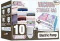 HIBAG Jumbo Vacuum Seal Bags for Clothing with Electric Pump, Vacuum Storage Bags for Clothes, Pillows, Blanket Bedding Comforters, 10 pack