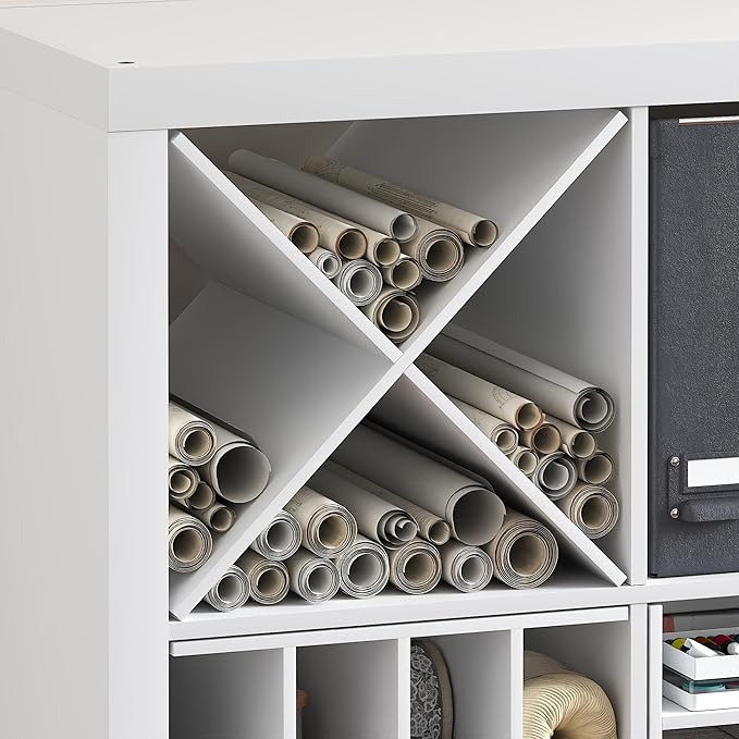 Furinno Cubicle Cube Insert, X-Shelf Cube Organizer, 3-Shelf Accessory, Fits into Furinno Triple Thick Cubes, IKEA Kallax, for Organizers and Storage, White