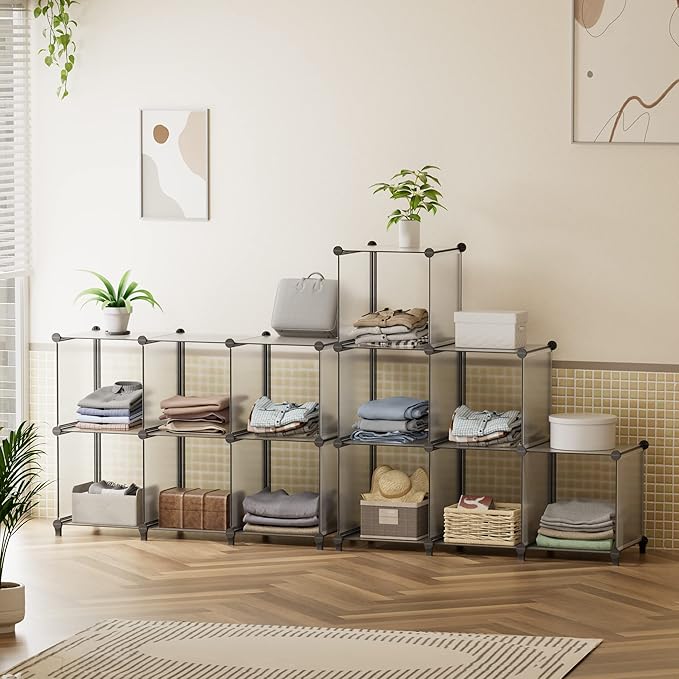 HOMIDEC 9 Cube Storage Organizer, Cubes Shelves for Living Room, Grey