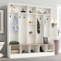 4-in-1 Wide Design Hall Tree with Storage Bench, Minimalist Shoe Cabinet with Cube Storage & Shelves, Multifunctional Coat Rack with 8 Hooks for Entryways Mudroom